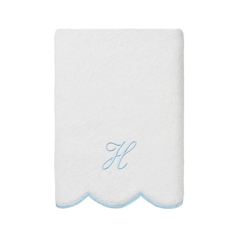Authentic Hotel and Spa 100% Turkish Cotton Blue ADORNIA Scallop Personalized 3 Piece Towel Set - 3 Piece Set