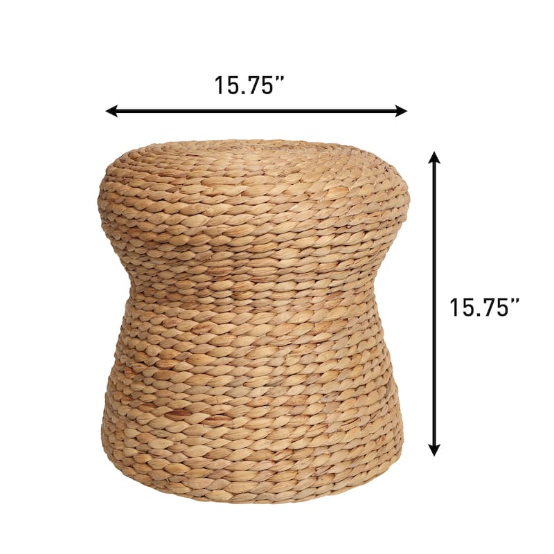 Alberto 18.5" Modern Bohemian Hand-Woven Hyacinth Mushroom Stool