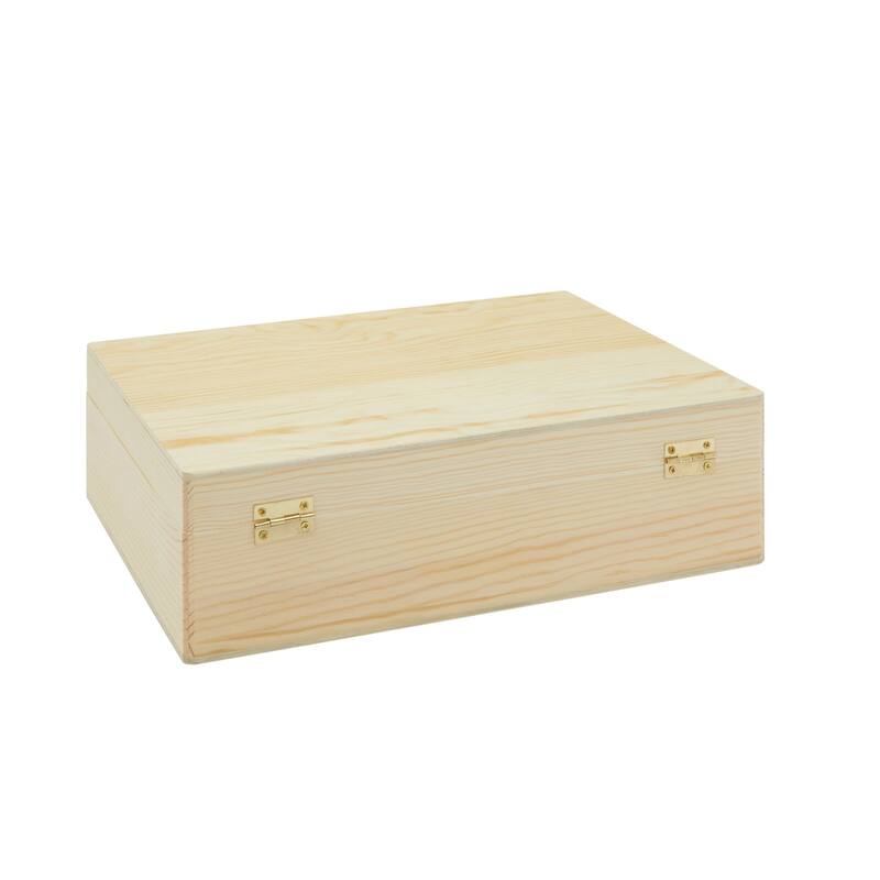 Bright Creations Unfinished Wooden Box with Hinged Lid for Jewelry & Crafts Storage, 9x12x3.3 In