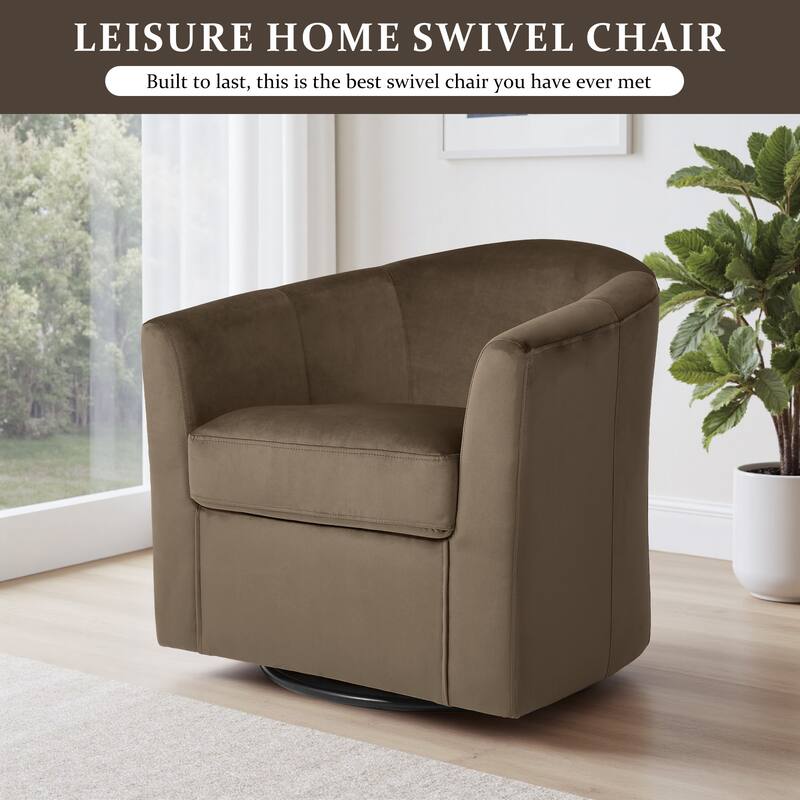 Upholstered Velvet 360° Swivel Accent Arm Chair