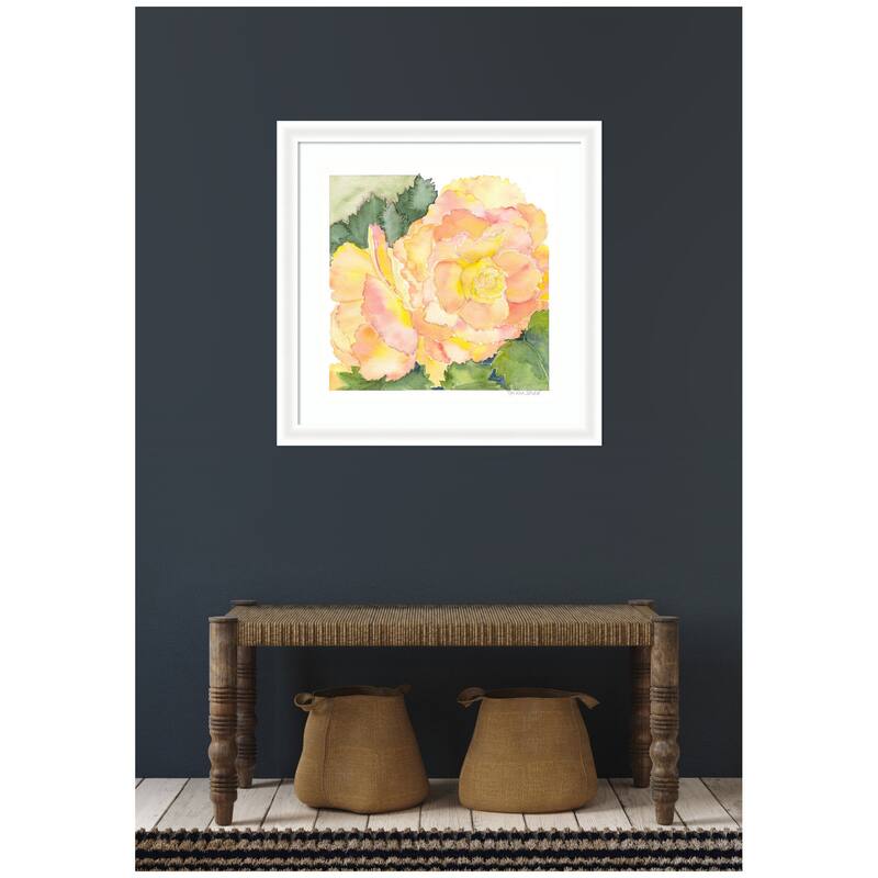 Kate and Laurel Framed Art Orange Pink Abstract Begonia by Patricia Shaw