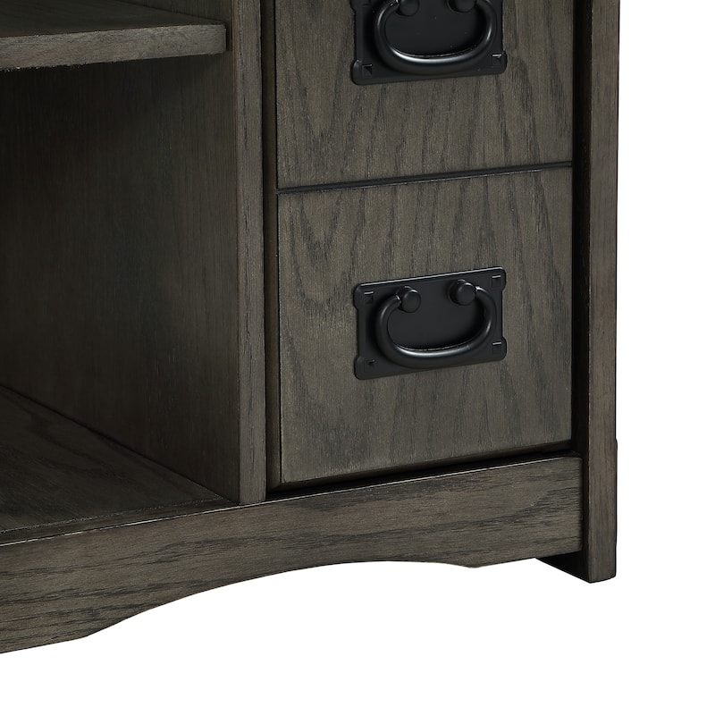 Linon Derek Side Table with Storage Grey