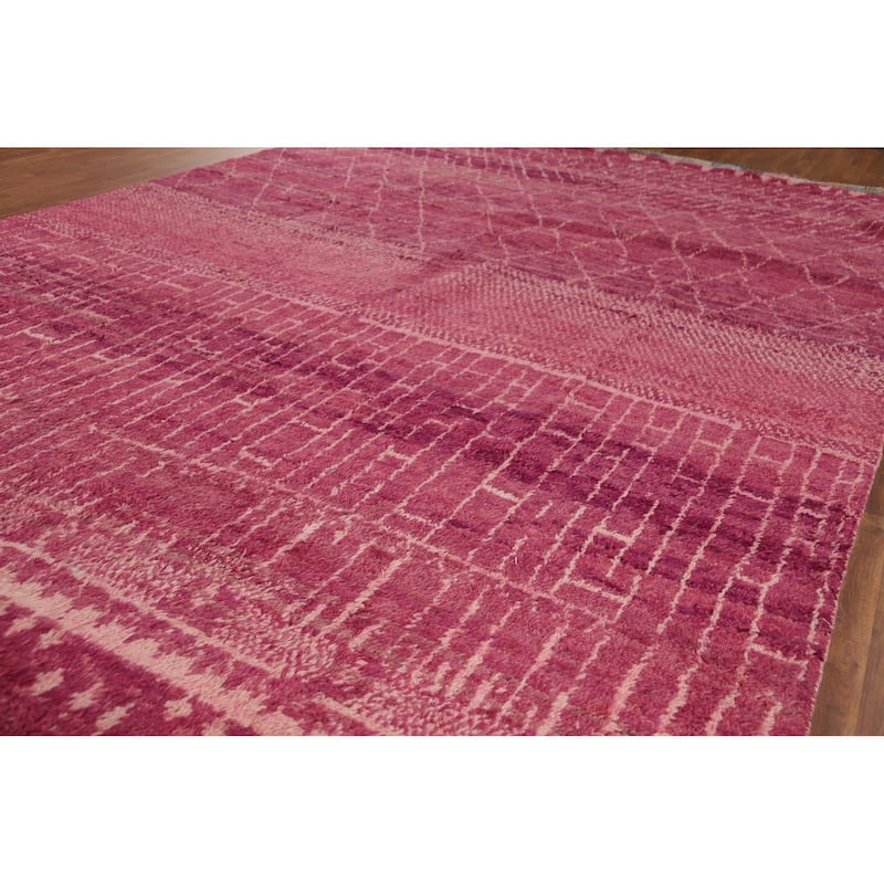 Plush Trellis Moroccan Large Area Rug Handmade Wool Carpet - 9'6" x 14'7"