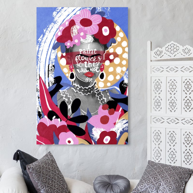 Wynwood Studio Canvas Typography and Quotes Paint Flowers Pink and Lavender Modern & Contemporary Wall Art Canvas Print - 45 x 30