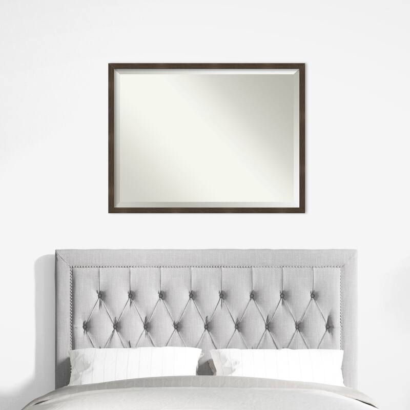 Woodgrain Stripe Beveled Wood Framed Wall Mirror