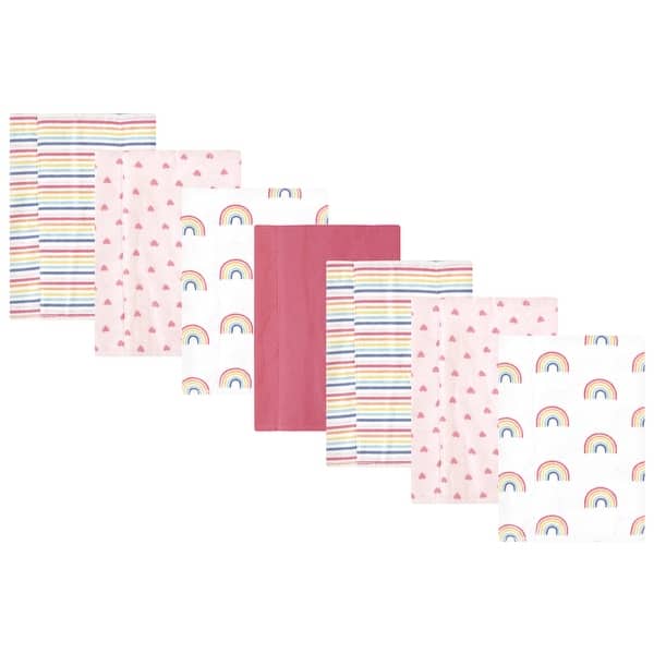 slide 1 of 1, Hudson Baby Infant Girl Cotton Flannel Burp Cloths, Creative Rainbow 7-Pack, One Size - Creative Rainbow 7-Pack - One Size One Size - Creative Rainbow 7-Pack