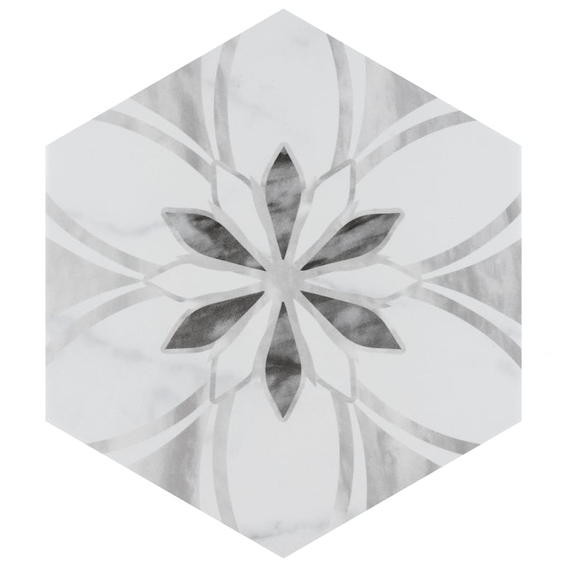 Merola Tile Classico Bardiglio Hex Dahlia Light 7" x 8" Porcelain Floor and Wall Tile