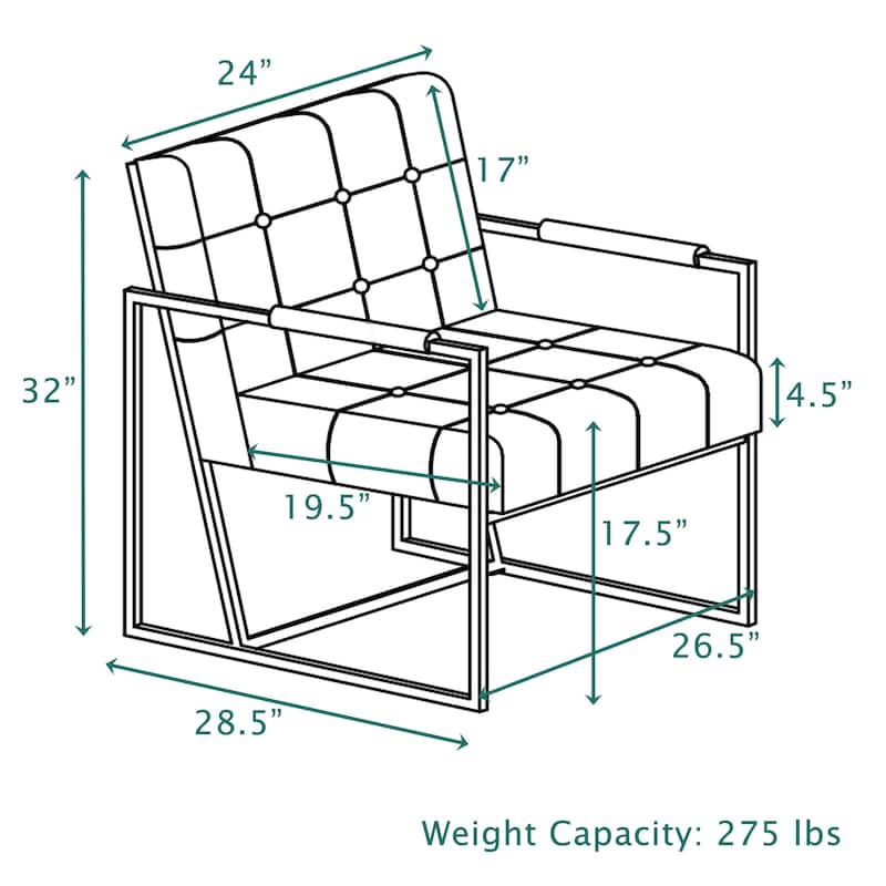 Morden Fort Accent Chair, Modern Armchair with Golden Metal Frame