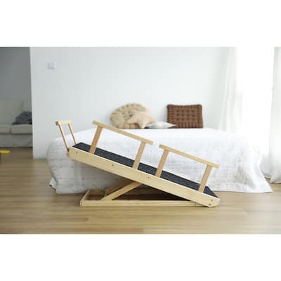 Folding Adjustable Portable Wooden Pet Ramp with Safety Side Rails