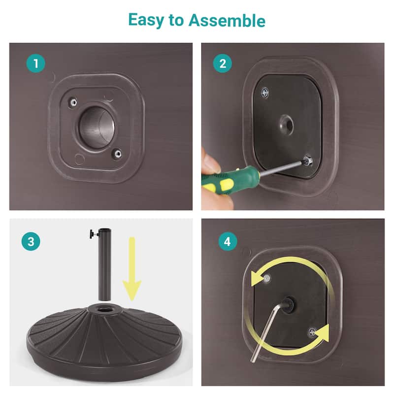 BONOSUKI 57-90LB Round Dark Brown HDPE Patio Umbrella Base