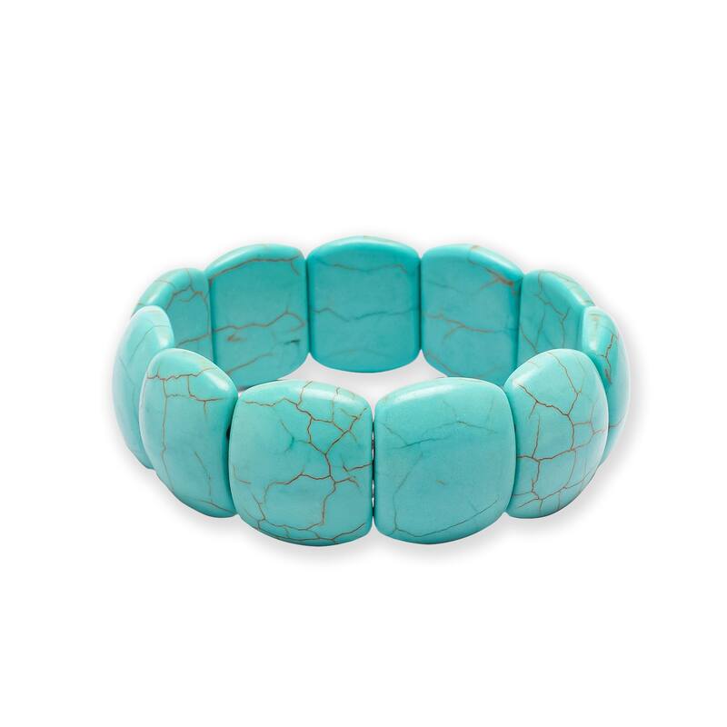Victoria Townsend Turquoise Howlite Square Bead Stretch Bracelet - Blue