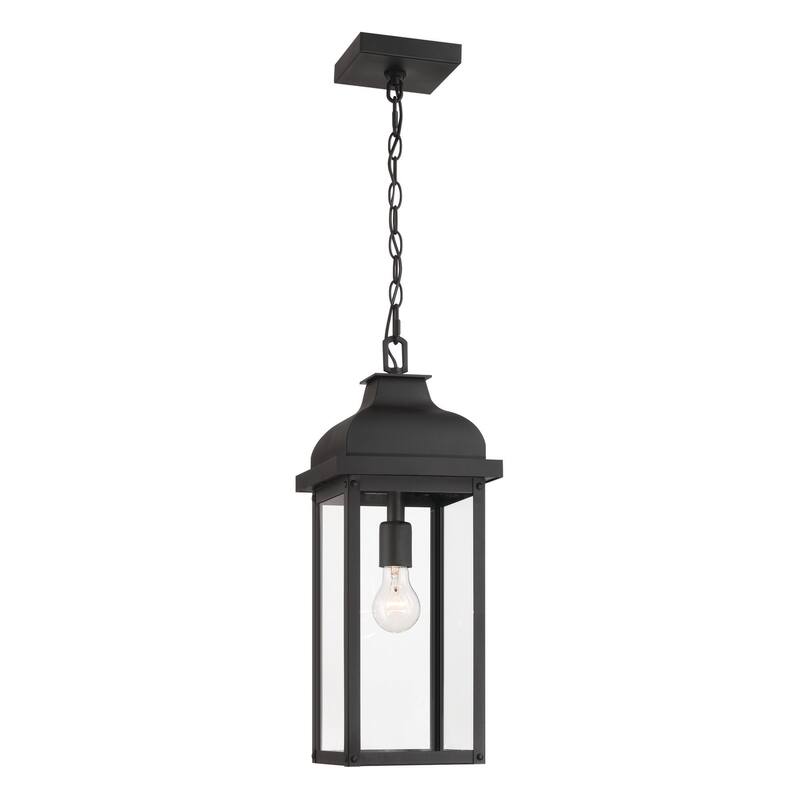 Artcraft Madrid 1-Light Outdoor Pendant - Clear Glass Shade - Black