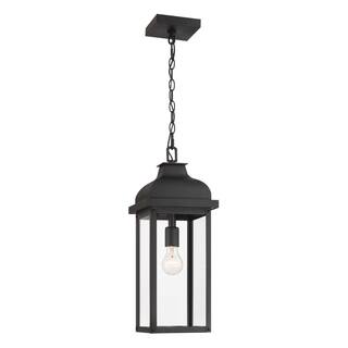 Artcraft Madrid - 1-Light Outdoor Pendant - Clear Glass Shade - Black Finish