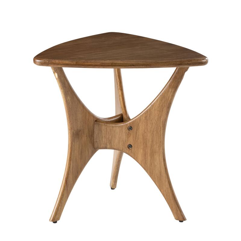 COZAYH Contemporary Triangle Side Table with Cross-Leg Wood Base, MCM Small Accent Table for Lounge, Quick Assembly
