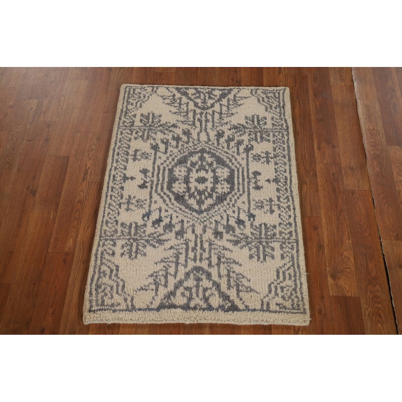 Moroccan Oriental Rug Hand-Knotted Wool Carpet - 2'0"x 3'0"