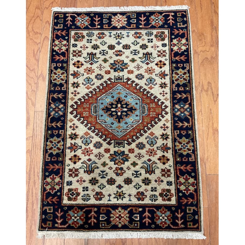 HERAT ORIENTAL Hand-knotted 2' x 3' Indo Karaja Wool Rug - 2' x 3'