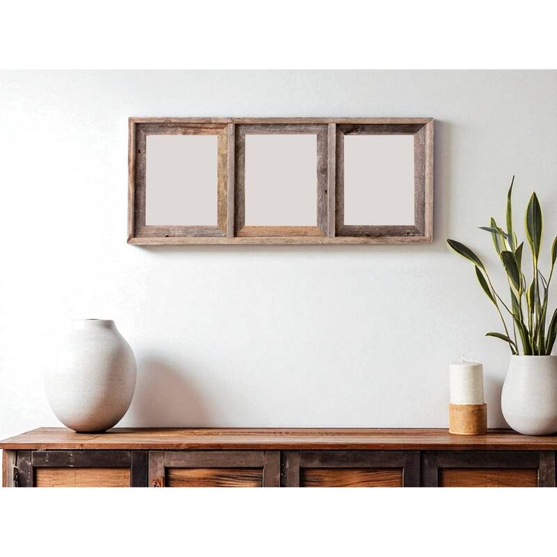 HomeRoots 8" x 10" Gray Distressed Solid Wood Hanging Picture Frame