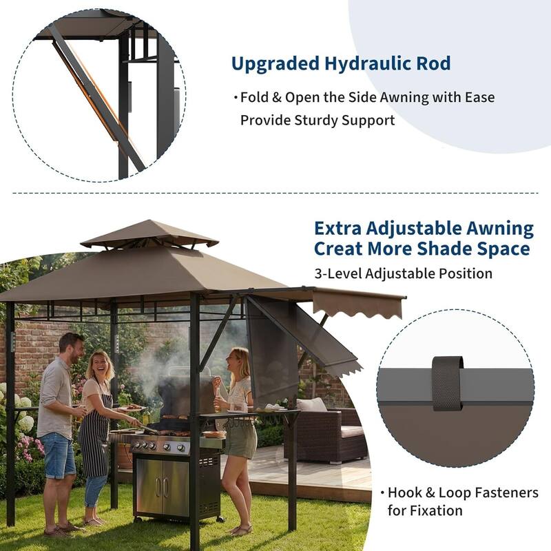 8x5 ft Durable BBQ Grill Gazebo, Weather-Resistant Canopy Shelter for Patio & Backyard - N/A