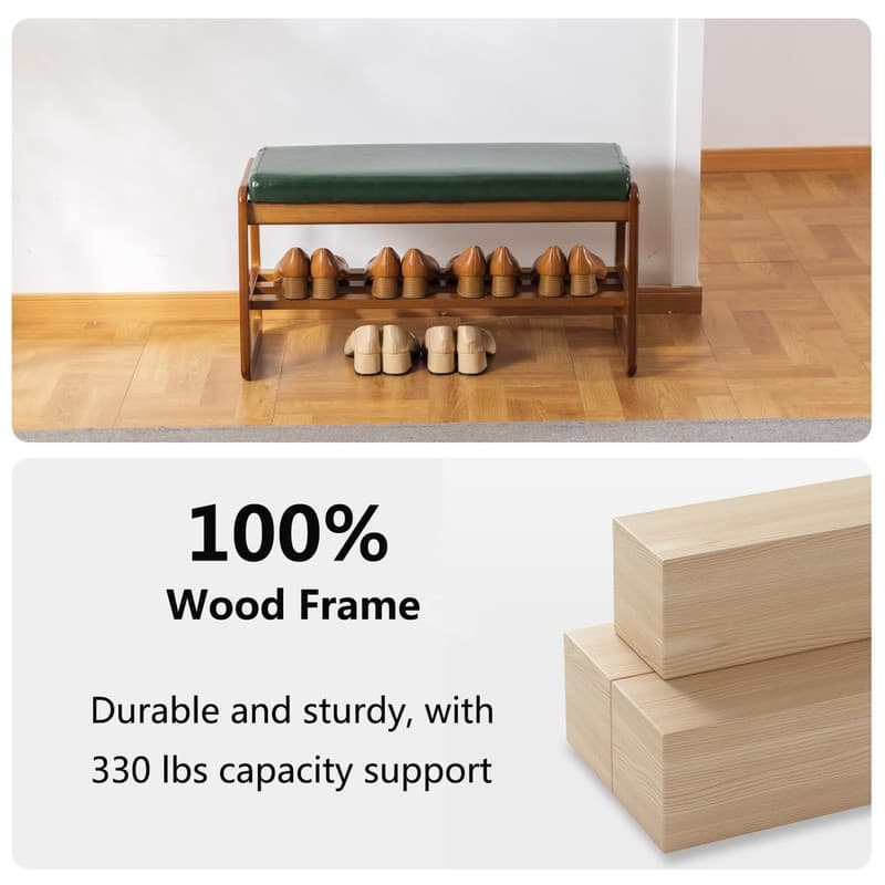 2 Tier Wooden Entryway Bench