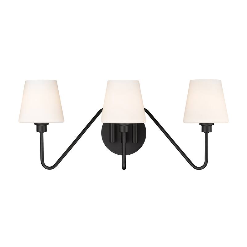 Kennedy 23.5" Wide 3-Light Vanity Light - Natural Black with Opal