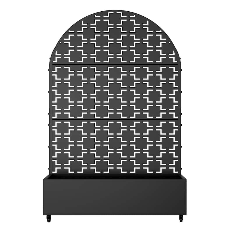 Metal Movable Planter Box with Trellis Privacy Screen Planter Box with Lockable Wheels