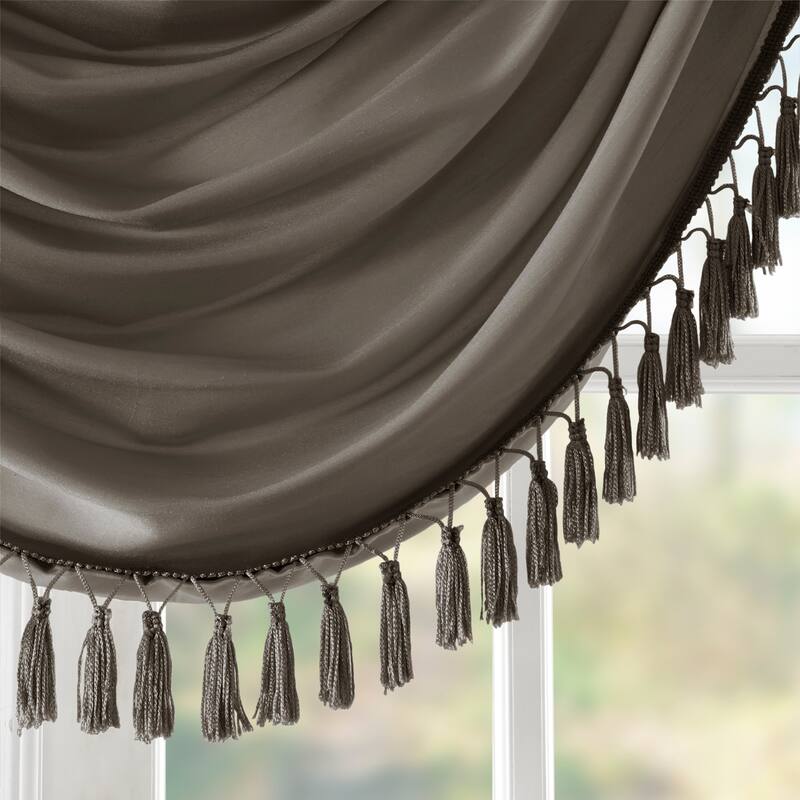 Madison Park Juline Faux Silk Waterfall Embellished Valance - 38 x 46"