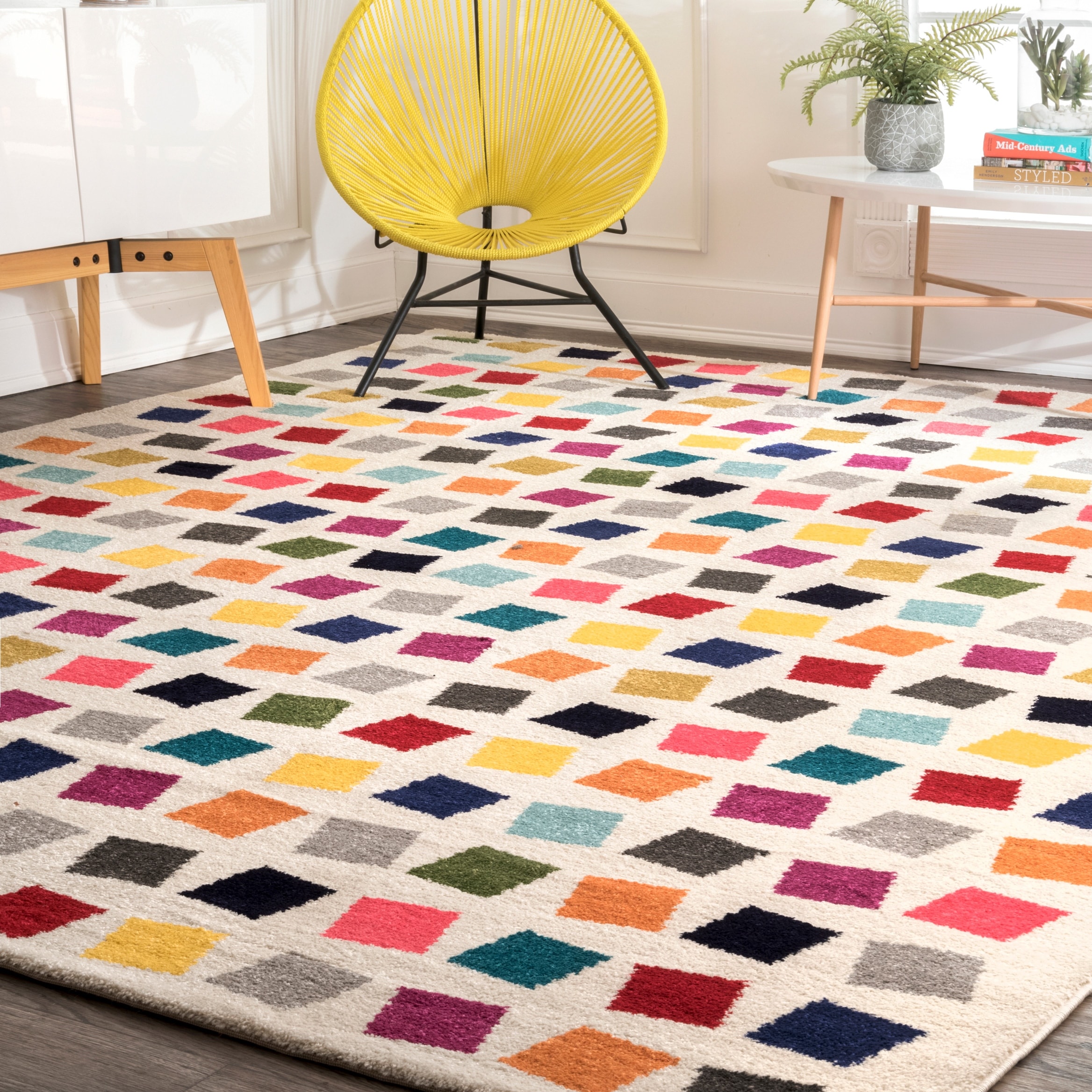 Nuloom Multi Contemporary Bohemian Abstract Square Dots Area Rug