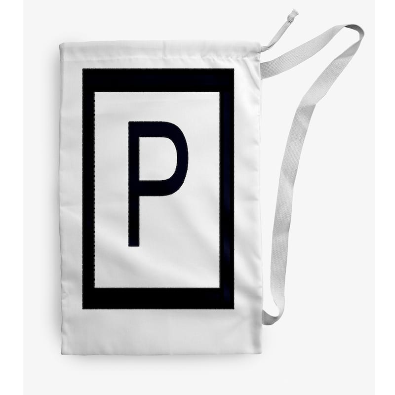 Modern Monogram Laundry Bag - 18" x 29" - White/Black