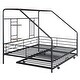 preview thumbnail 35 of 38, Metal Full Size House Bed with Trundle and Built-in Shelf
