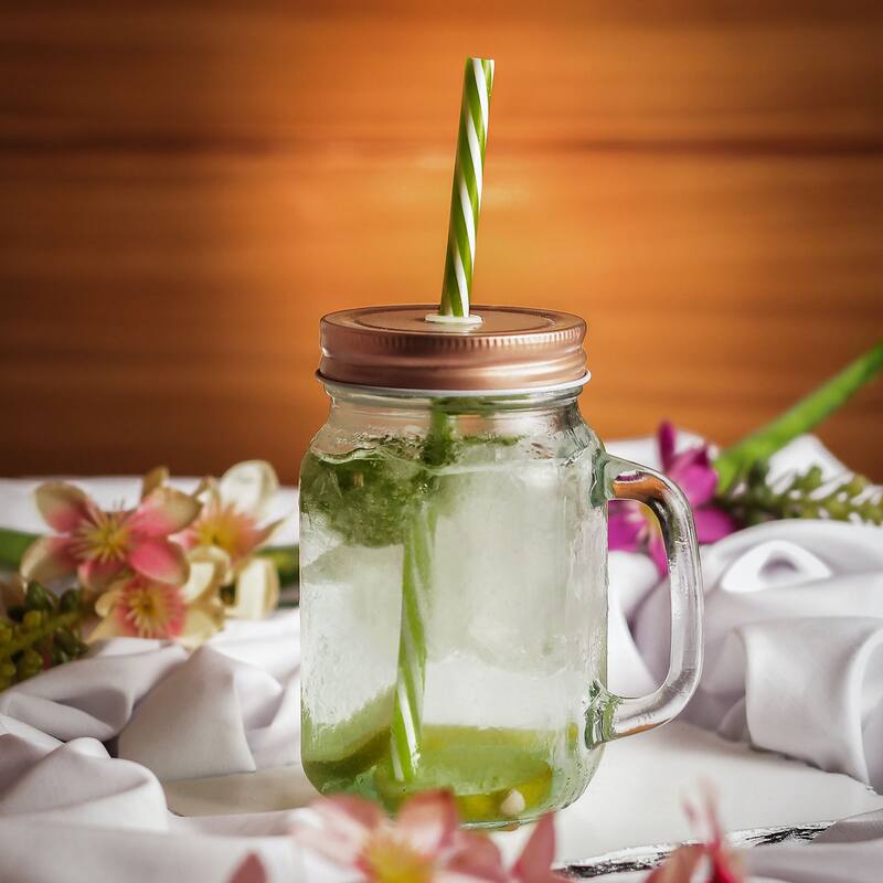 70mm/2.76" Tin Plate Mason Jar Lids with Straw Hole Canning Cap, 10Pcs