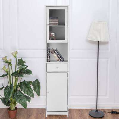 Modern Tower Tall Storage Cabinet,White