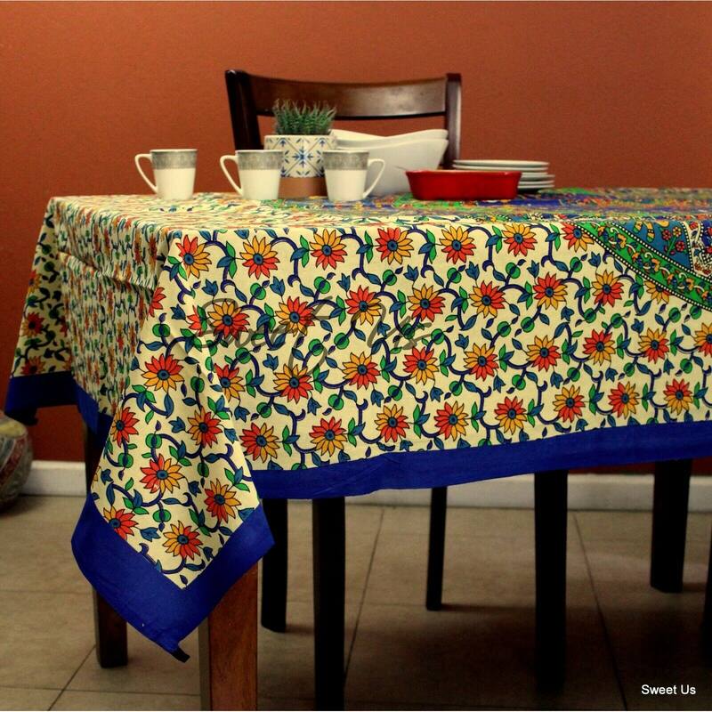 Cotton Secret Elephant Floral Tablecloth Rectangle - 54 x 84 in