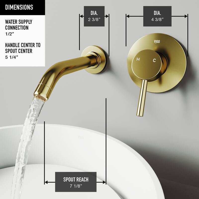 VIGO Olus 5" H Single Handle Wall Mount Bathroom Faucet