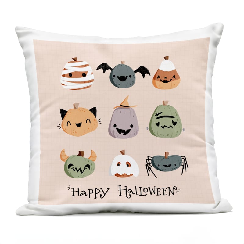 Stupell Cute Halloween Costume Pumpkins Printed Outdoor Throw Pillow Design by Sarah Hickman - Accent - Polyester - Beige - Single