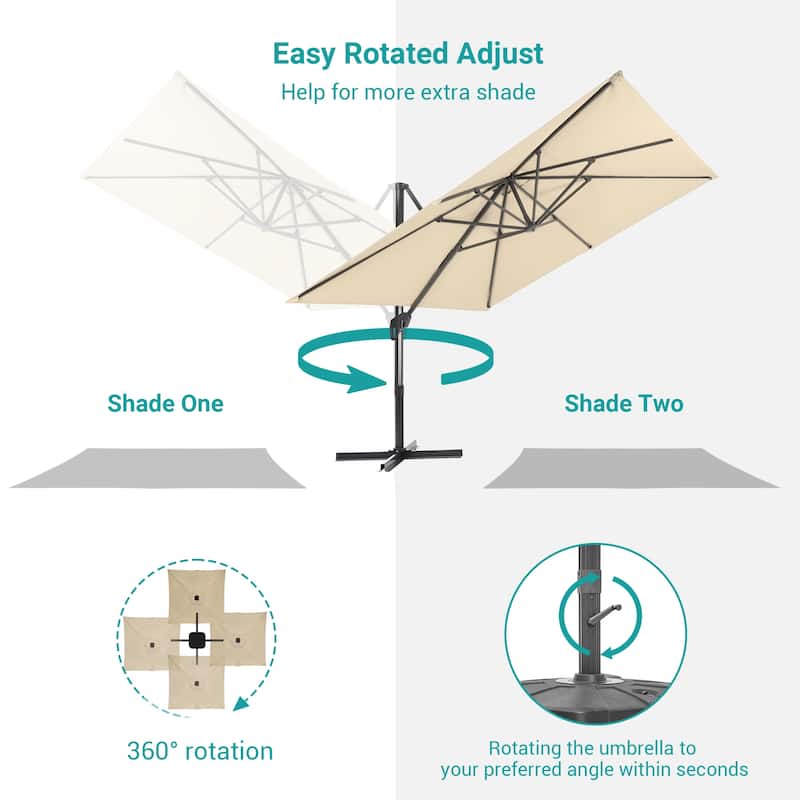 BONOSUKI Outdoor 11.5x9FT Cantilever Patio Umbrella with 360 Rotation