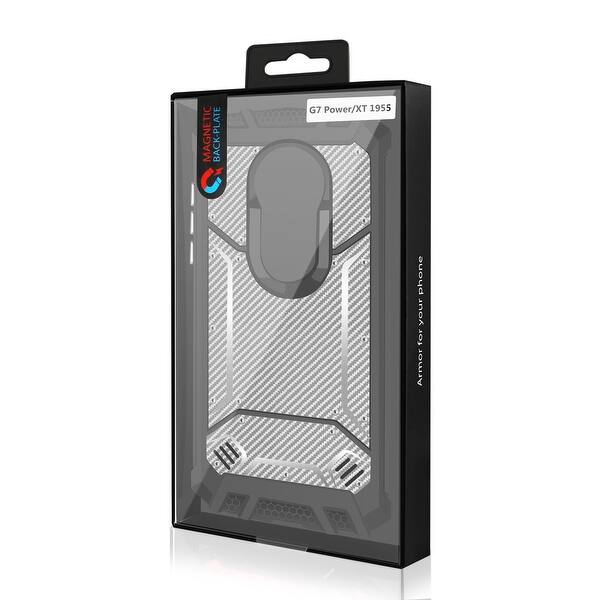 Shop Black Friday Deals On Motorola Moto G7 Power Carbon Fiber Hard Shell Case In Gray Overstock 28020356