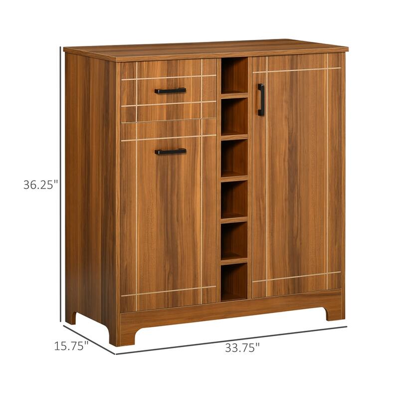 Retro Wine Cabinet for 6 Bottles,Sideboard with Glass Holders,1 Drawer