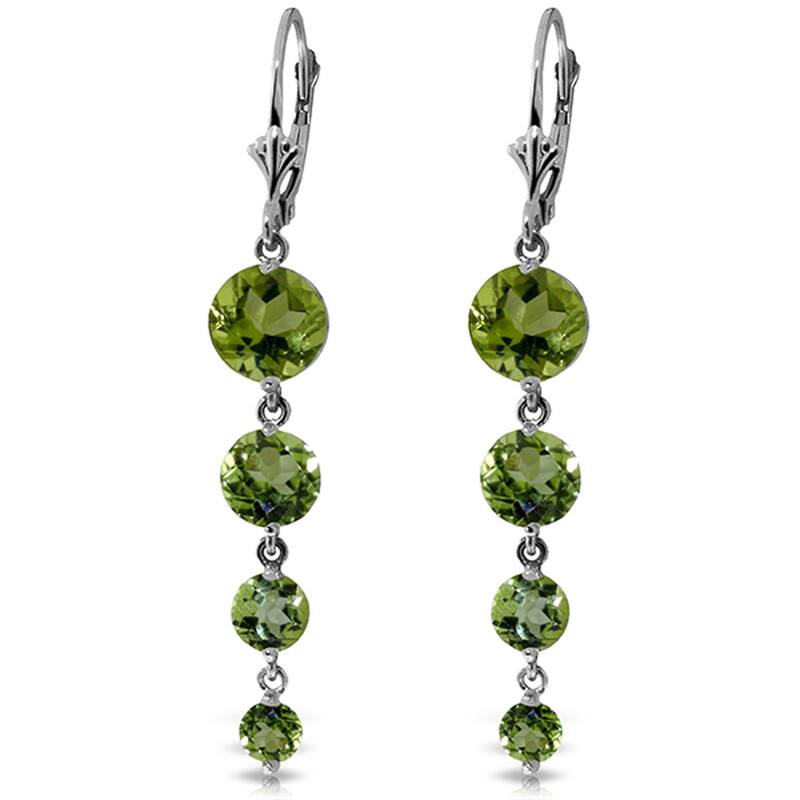 14K Solid Gold Chandelier Natural Peridot Gemstone Chandelier Earrings - White