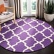 preview thumbnail 85 of 200, SAFAVIEH Handmade Cambridge Luisa Moroccan Trellis Wool Rug 6' Round - Purple/Ivory - Round