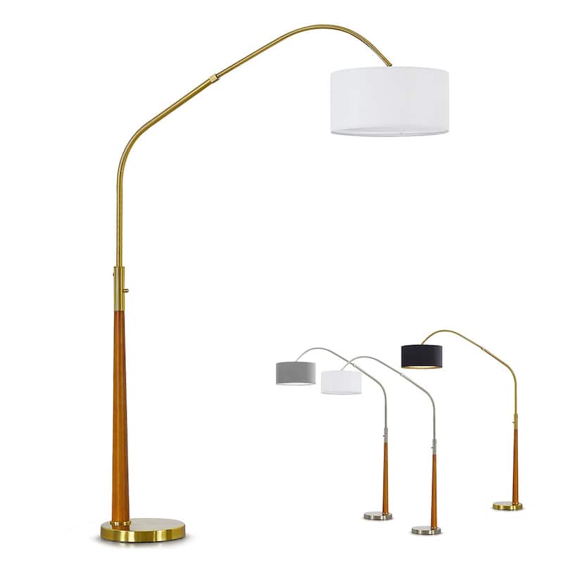 HOMEGLAM Century 81" Solid Wood Arched Floor Lamp with Dimmable LED Bulb