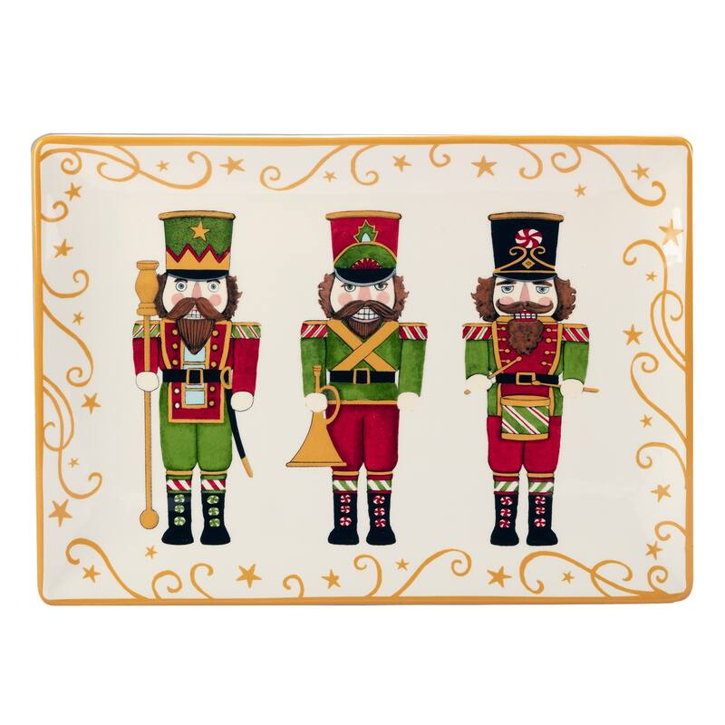 Certified International Holiday Magic Nutcracker 14" x 10" Rectangular Serving Platter