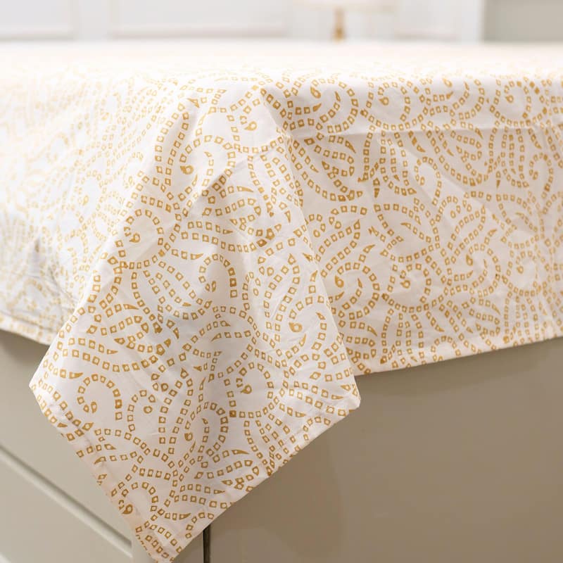 Fabdivine Handmade Block Print Flat Sheet or Bed Sheet Cotton Fabric Floral Home Decor