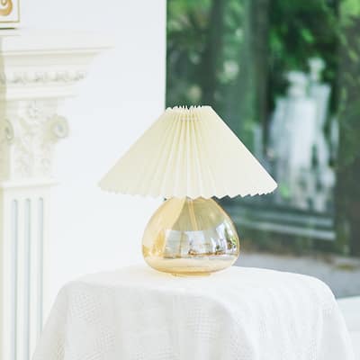 CO-Z Retro Table Lamp with Pleated Empire Lamp Shade