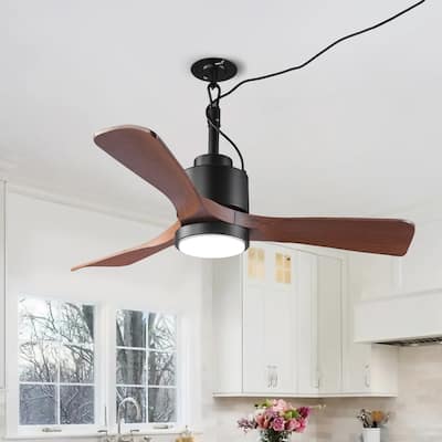 42" Classic Black Waterproof Wet Outdoor Smart Ceiling Fan with Light and APP Control