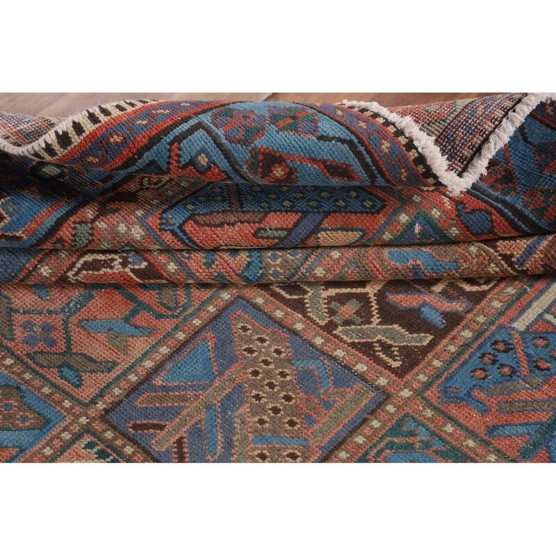 Garden Design Blue Bakhtiari Persian Vintage Rug Handmade Wool Carpet - 4'8"x 9'5"