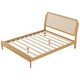 preview thumbnail 10 of 8, Antique Natural Queen Size Platform Bed with Rattan Accents, LED Light and Slat
