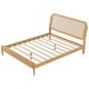preview thumbnail 10 of 18, Queen Size Platform Bed with LED Headboard and Rattan Accent, Natural Wood