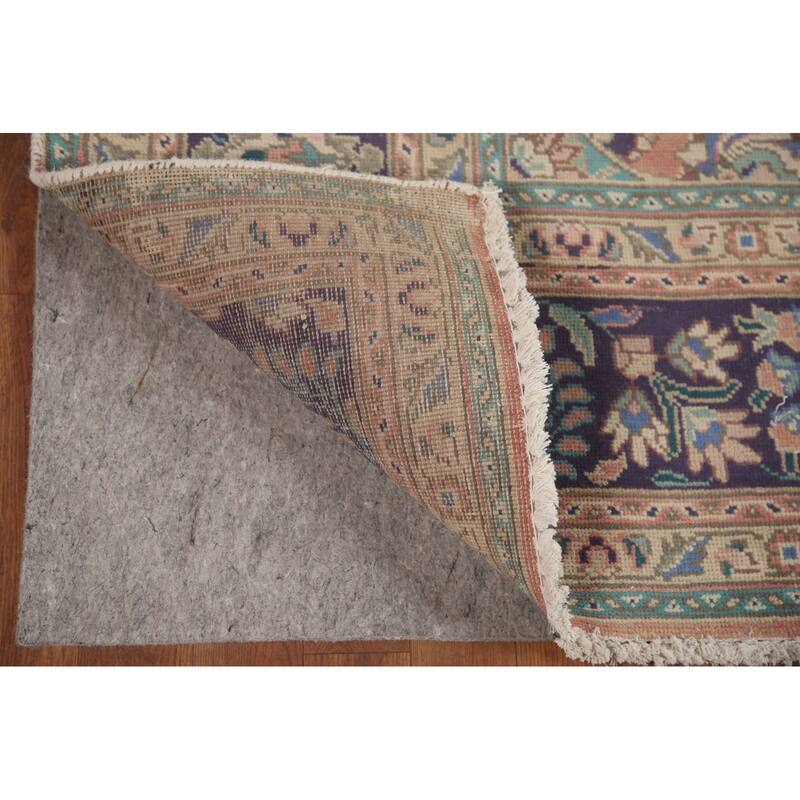 Hand Knotted Oriental 100% Wool Carpet Traditional Floral Pink Tabriz Area Rug - 11' 3'' X 8' 3''