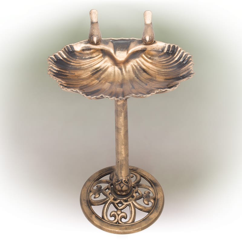 Alpine Corporation 31" Tall Outdoor Vintage Birdbath with Bird Figurines Yard Statue