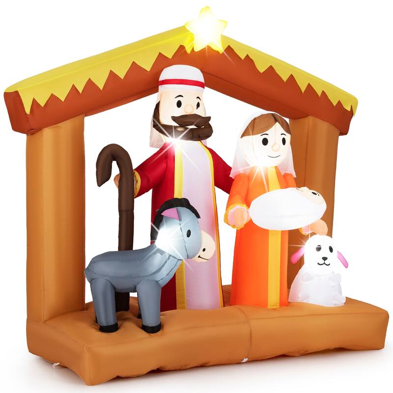 Multi-Color Polyester Christmas Inflatable Nativity Scene with LED Lights